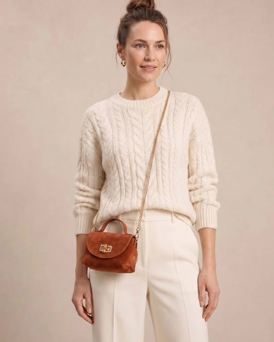 Eli Beaumont Mini Bamboo Bag Tan Suede