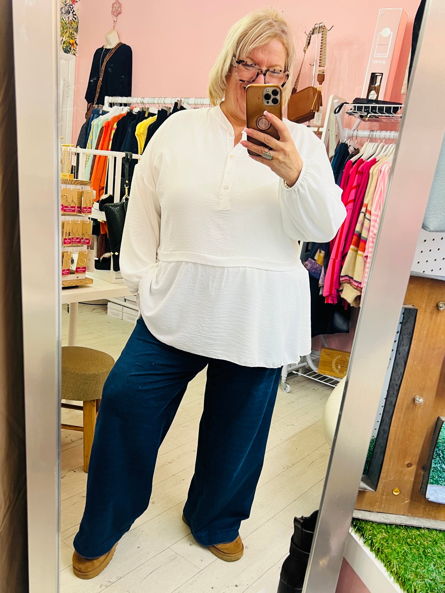 Clarissa White dip hem shirt White