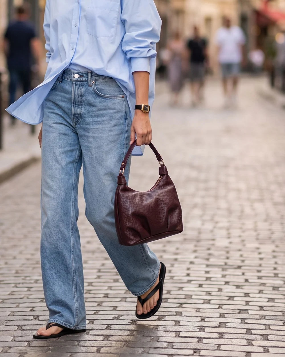 Eli Beaumont Italian Leather Dumpling Bag Burgandy
