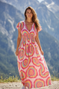 Adele Summer V neck Maxi Dress Pink