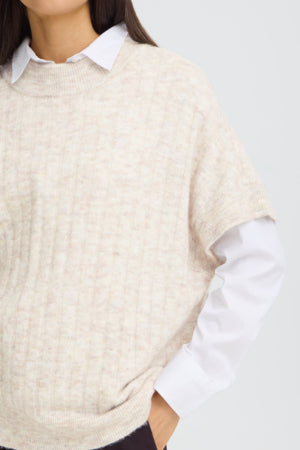 Fransa Sanny Waistcoat Oatmeal Melange