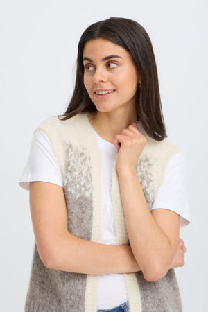 Fransa Frtye Waistcoat driftwood mix