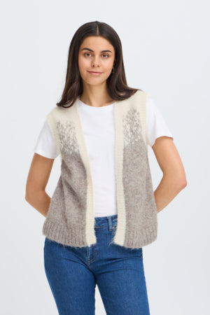 Fransa Frtye Waistcoat driftwood mix