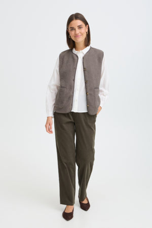 Fransa Tenya Fleece Waistcoat Driftwood
