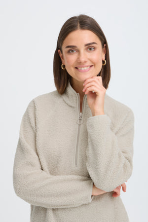 Fransa Tenya 3/4 Zip Fleece Pumice Stone