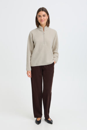 Fransa Tenya 3/4 Zip Fleece Pumice Stone