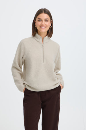 Fransa Tenya 3/4 Zip Fleece Pumice Stone