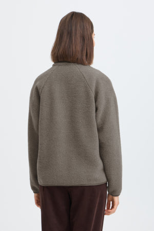 Fransa Tenya 3/4 Zip Fleece Driftwood