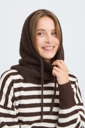 B Young Hooded Cowl Brown