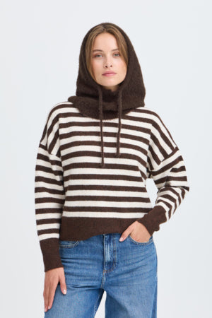 B Young Hooded Cowl Brown