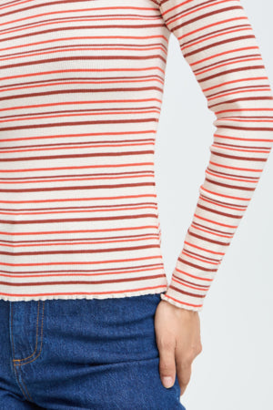 B Young Long Sleeve T shirt Orange/ White