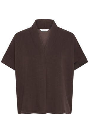 B Young Pusti V Neck Top Chocolate