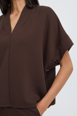 B Young Pusti V Neck Top Chocolate