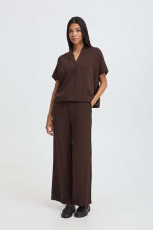 B Young Pusti V Neck Top Chocolate