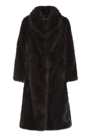 BYoung Akaja Coat Brown Faux Fur