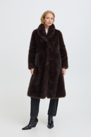 BYoung Akaja Coat Brown Faux Fur