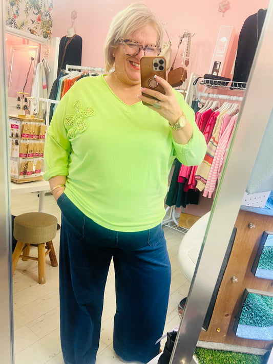 Daisy Top Lime Green