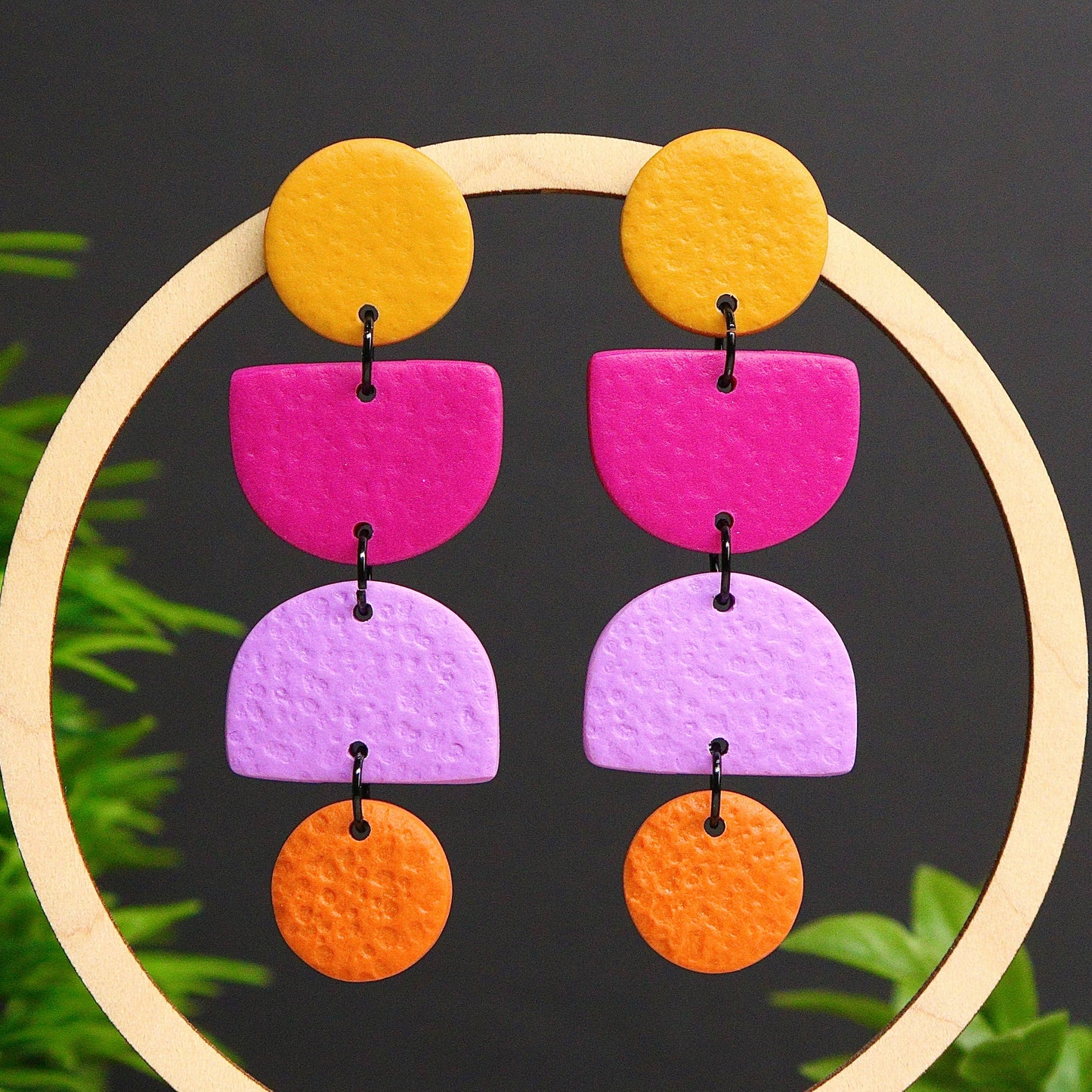 Kay Jay Clay Colour Block Geometric Handmade Polymer Clay Earrings  