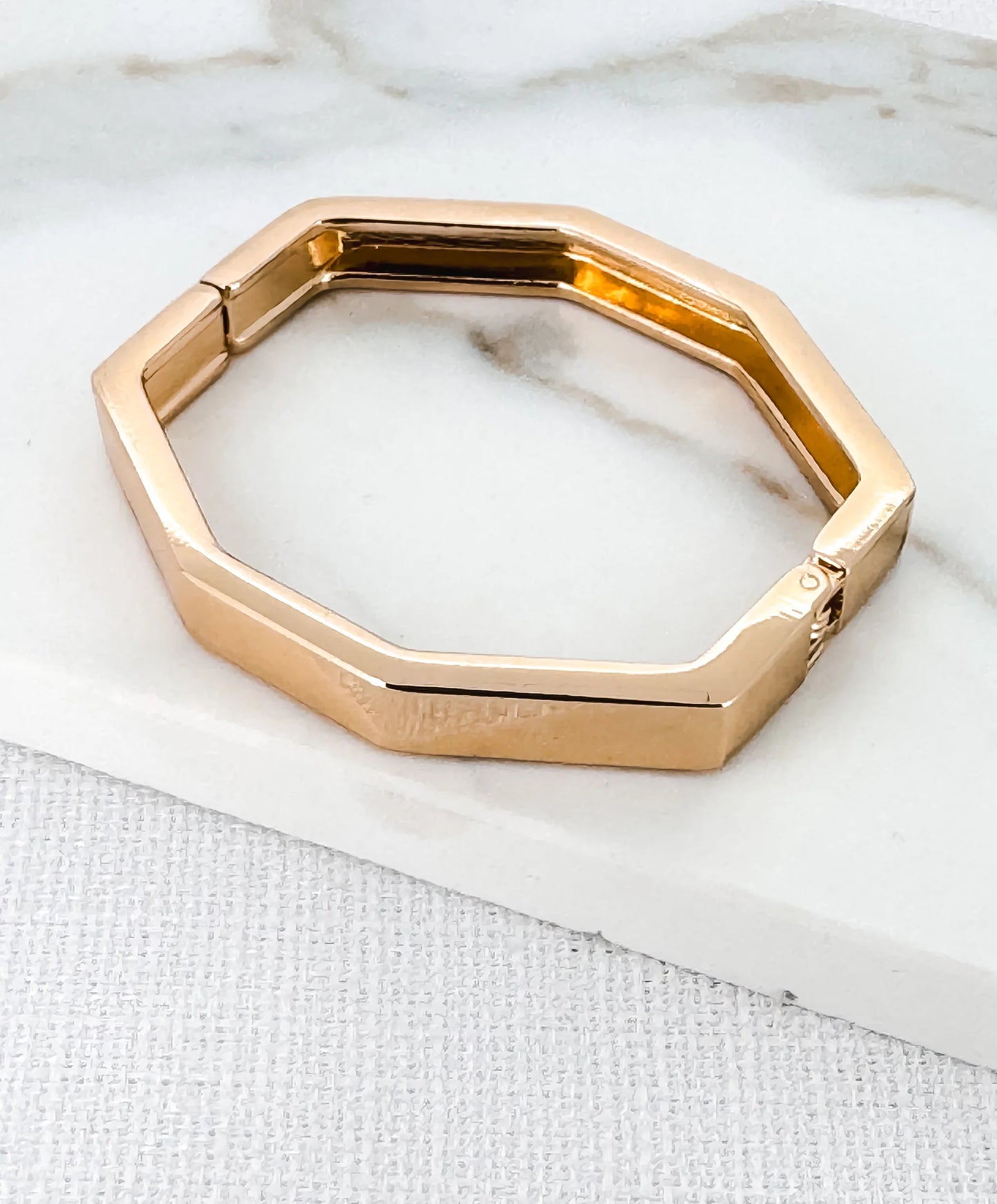 Envy Gold hinged hexagonal bangle