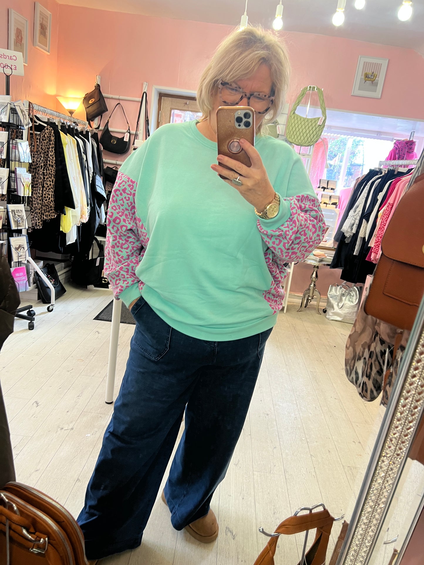 Leona Print sleeve Mint