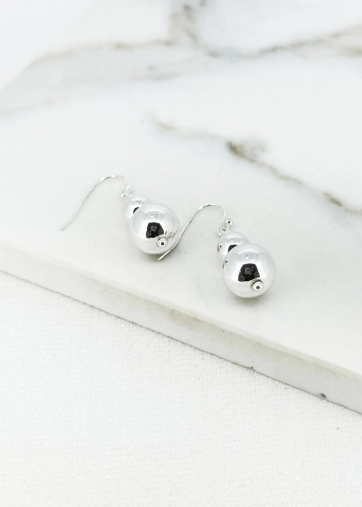 Envy Silver Ball Dropper Earrings