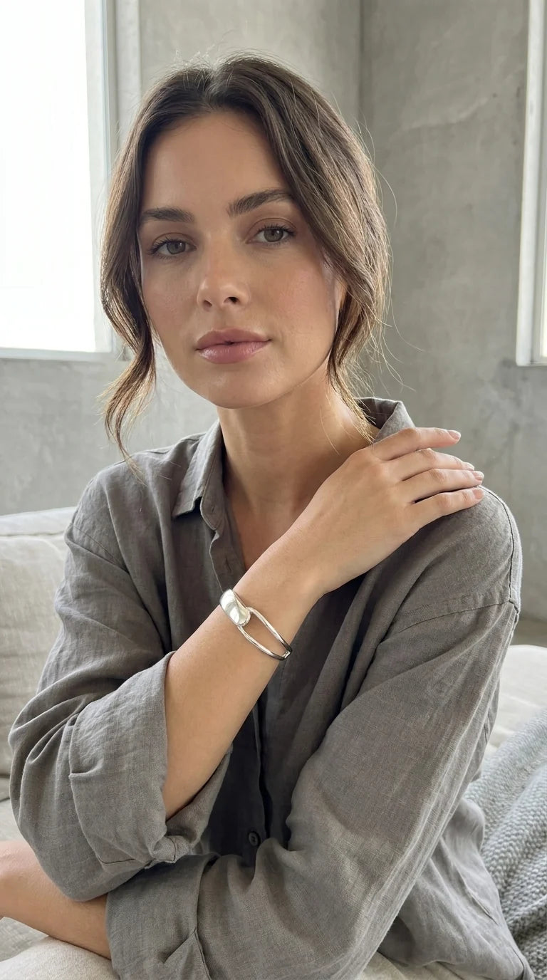 Envy Silver looped hinged bangle