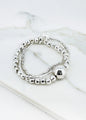 Envy Silver triple layer stretch bracelet with large ball design