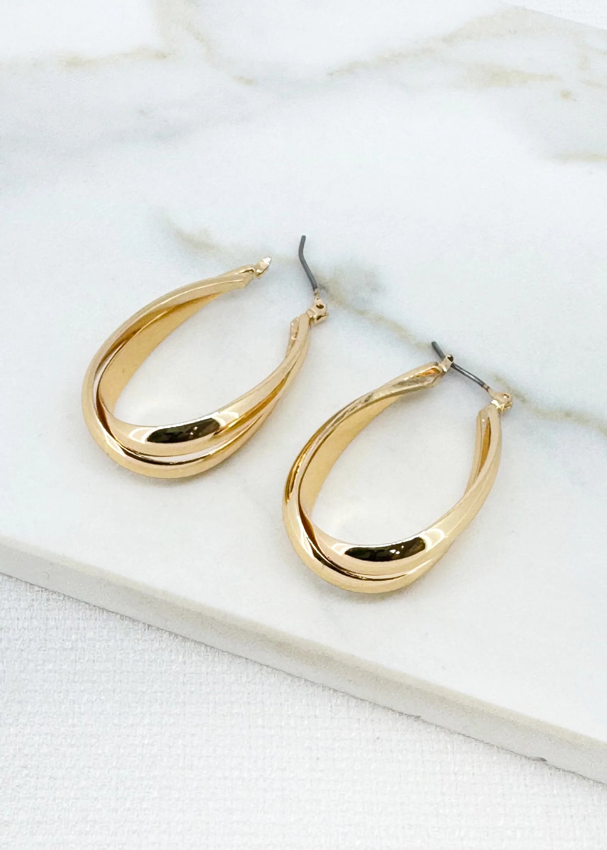 Envy Gold Cross OverHoop Earrings