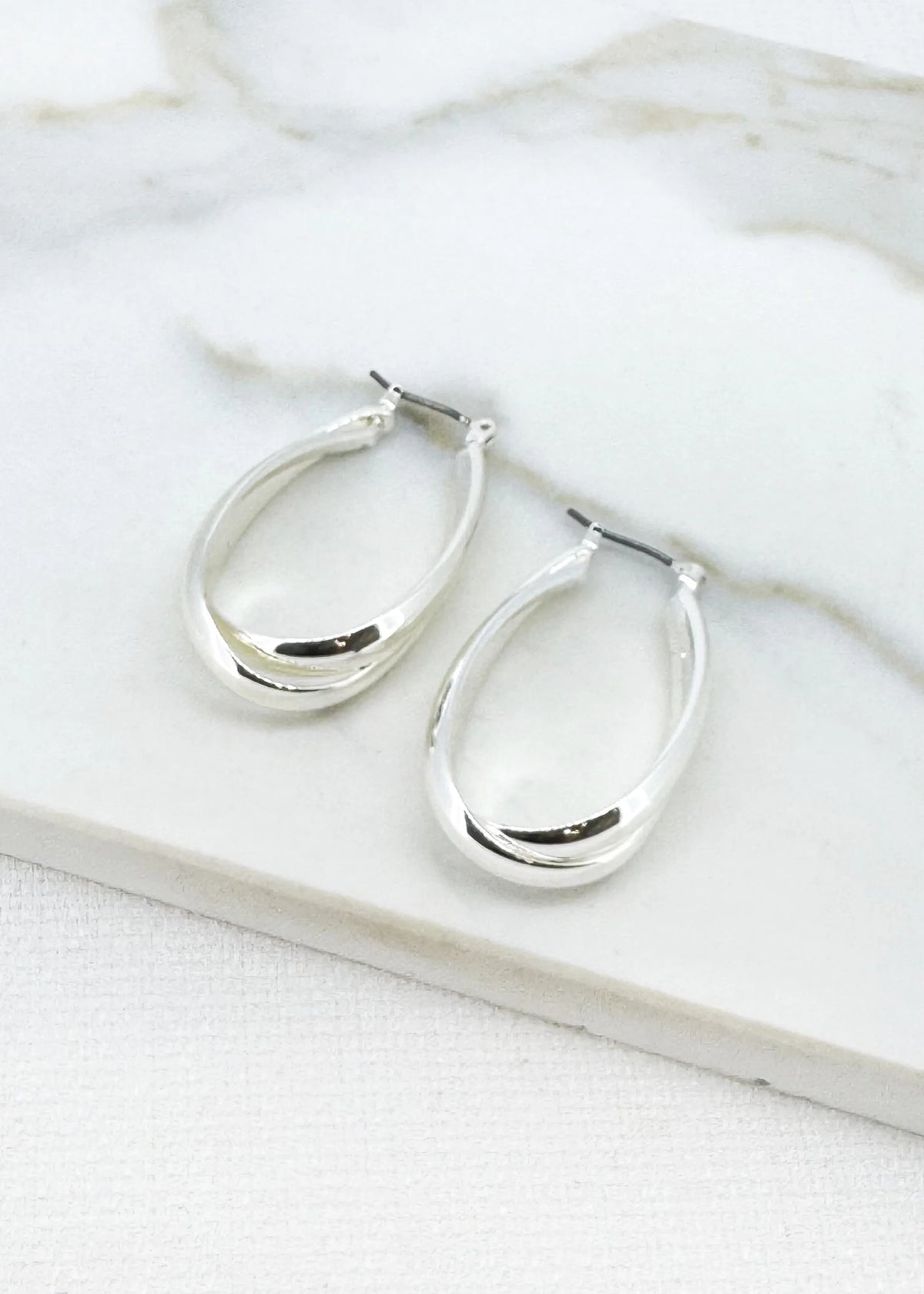Envy Silver Cross OverHoop Earrings