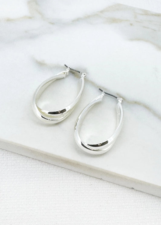 Envy Silver Cross OverHoop Earrings