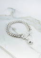 Envy Double layered silver chain bracelet with T-bar and ball charm
