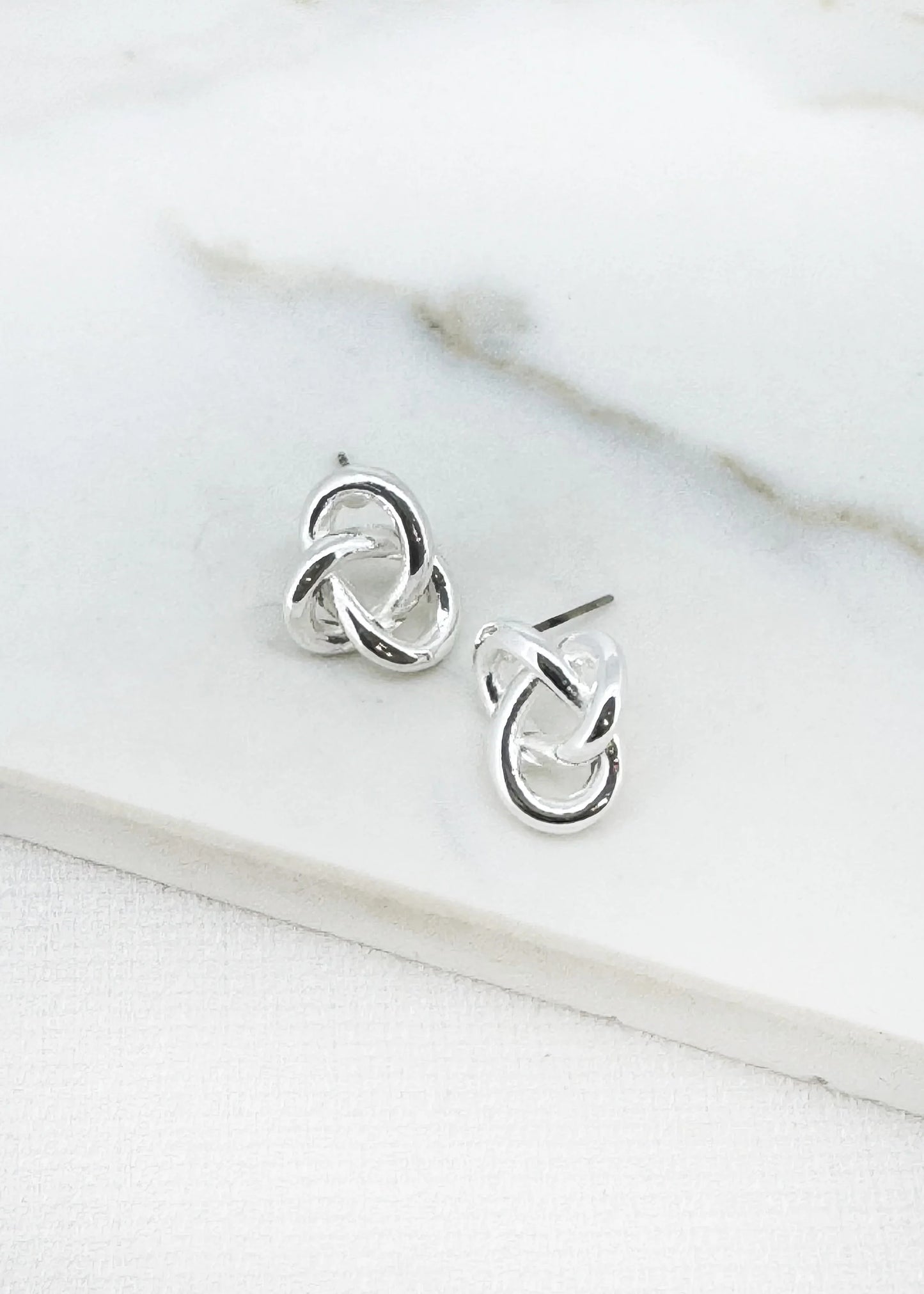 Envy Knot Stud Earring Silver
