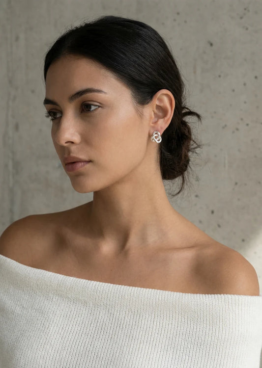 Envy Silver knot stud earring