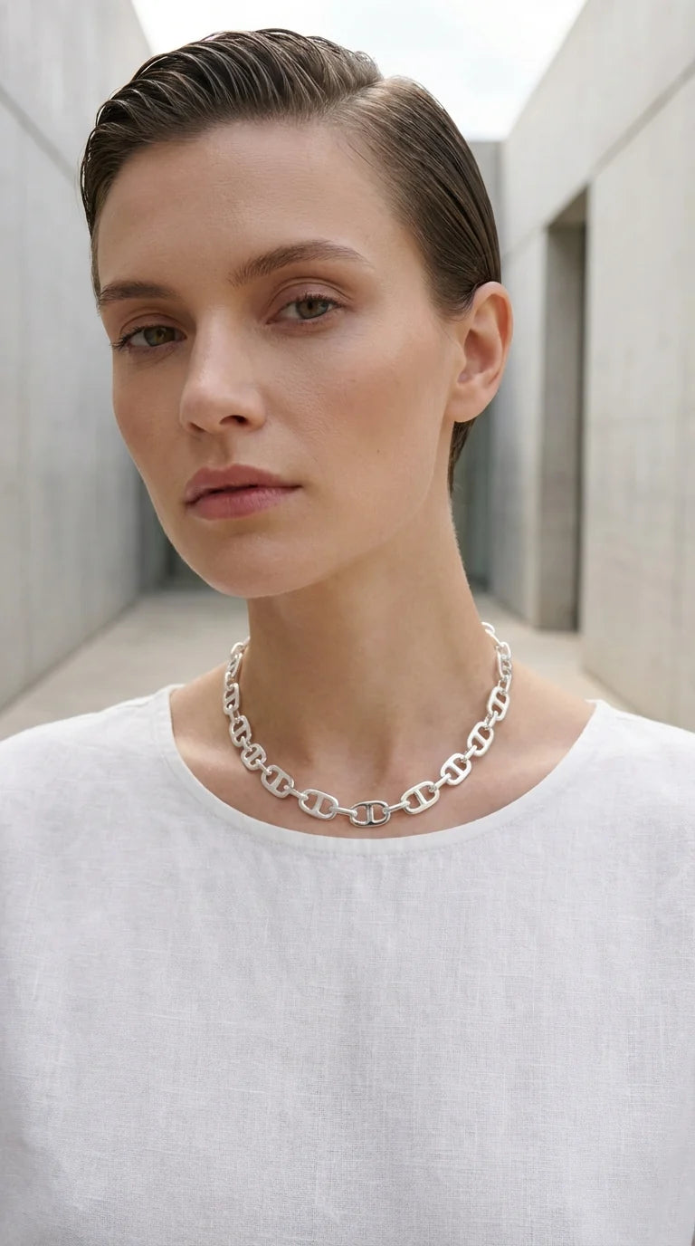 Envy Silver Link Short Necklace