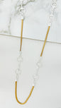 Envy Long gold snake chain necklace with silver soft bit design