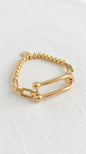 Envy Gold beaded elasticated bracelet with bar design