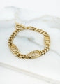 Envy Gold flat chain T-bar bracelet with link design