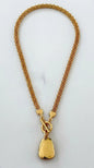 Envy Short gold mesh chain necklace with T-bar and gold pendant