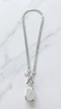 Envy Short Silver mesh chain necklace with T-bar and gold pendant