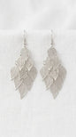 Envy Long Leaf design Earrings Silver