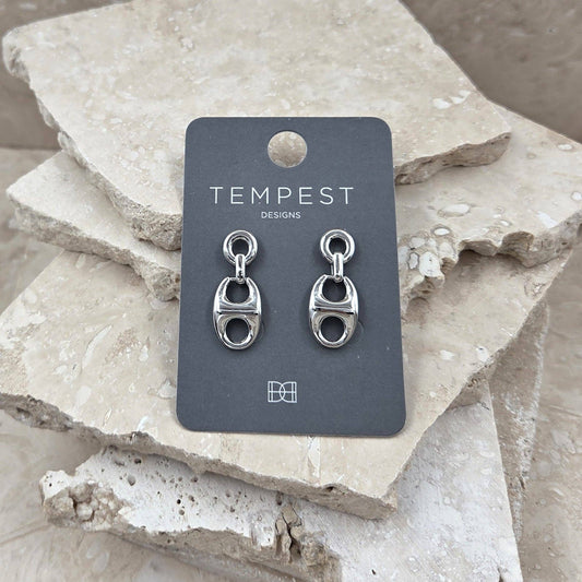 Designer inspired classic link earrings: Silver