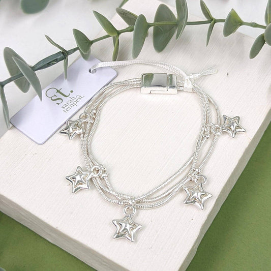 Triple strand magnetic bracelet with little star inlay charms: RG-S