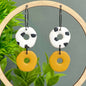 Kay Jay Clay Dalmatian Print Handmade Polymer Clay Hoop Earrings: Yellow