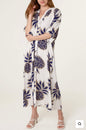Pineapple Button Through Dress Ivory/Blue