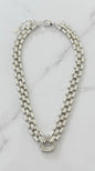 Envy Short silver large box chain necklace with crystal square design