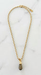 Envy Short gold bead chain necklace with black crystal dropper