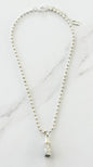 Envy Short Silver bead chain necklace with black crystal dropper