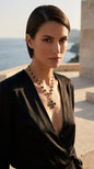 Envy Short black stone necklace with black clover pendant