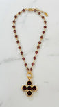 Envy Short Plum stone necklace with Plum clover pendant