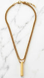 Envy Short Gold double layered necklace with bar pendant